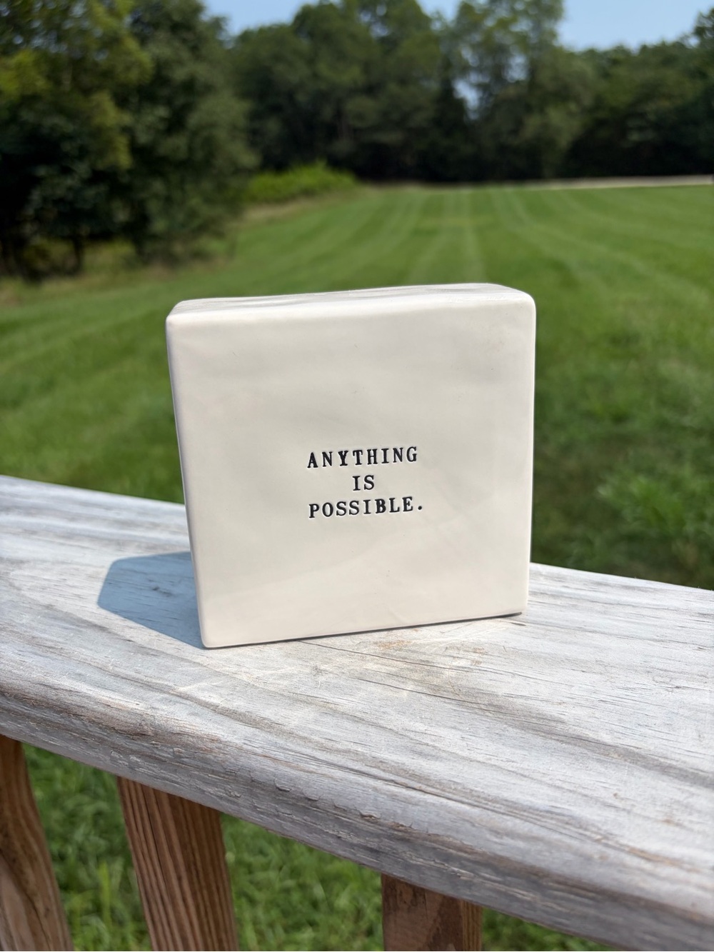 Rae Dunn “Dream Big” & “Anything Is Possible” Desk Cube 4x4 Paper Weight